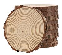 MUKLEI 10 PCS 18-20cm Natural Wood Slices, No Hole Wooden Log Slices, Unfinished Log Wooden Circles Wood Discs for Arts, DIY Crafts, Christmas Ornaments, Wedding Decoration, Wood Coasters