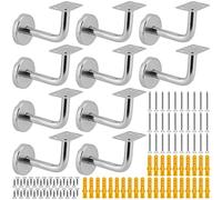 MUKLEI 10 PCS Stair Handrail Brackets, Stair Rail Brackets Stainless Steel, Heavy Duty Handrail Bracket for Stairs Wall Mounted Bannister Bracket, Silver