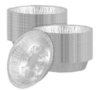 MUKLEI 100 Pack 7 Inch Round Aluminium Foil Trays, 720ml Disposable Food Containers Takeaway Tin Foil Trays for Baking, Roasting, Meal Prep, BBQ, Party, Pie Case