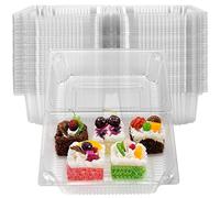 MUKLEI 110 PCS Clear Cake Slice Boxes, 7.3 Inch Plastic Hinged Lid Containers, Clear Salad Boxes for Salad, Cookie, Sandwich