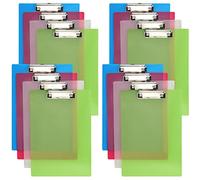 MUKLEI 16 PCS A4 Clipboard, Coloured Plastic Clipboards, Multi Pack Paper Holder Writing Board with Low Profile Clip, Hard Clip Boards for Memo, Form, 12.4 x 8.66 Inch