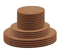 MUKLEI 18 PCS Cork Plant Pot Coasters, Round Cork Plant Mat, Table Placemats for Indoor Plants, Drink, DIY Craft Project, 10cm, 15cm, 20cm