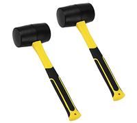 MUKLEI 2 Pack 16 oz Rubber Mallet, Black Rubber Mallet Hammer with Fiberglass Handle, for Paving Slabs, Tiling, Woodworking, Jewelry, Leaves no Marks