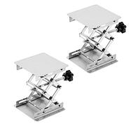 MUKLEI 2 PCS 100 x 100mm Lab Scissors Jack, 5 kg Load Capacity, Stainless Steel Laboratory Support Jack, Lab Lift Stand Table Platform for Raising or Lowering Objects, Lifting Range 50-160mm, Silver