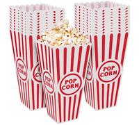 MUKLEI 20 Pack Plastic Popcorn Containers, Retro Popcorn Boxes, Red and White Striped Popcorn Boxes Classic Popcorn Candy Container for Birthday Parties, Movie Night, Wedding