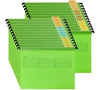 MUKLEI 24 Pack A4 Suspension Files, Filing Cabinet Suspension Files, Hanging File Folders with Tabs, Card Inserts, A4 Hanging Filing Storage Interior Folders for Office, Home, School, Green