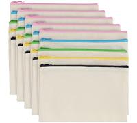 MUKLEI 25 Pack 21 x 13 cm Canvas Zipper Bags, Blank Cotton Canvas Bags with Zipper, Canvas Zipper Pouch Bags DIY Craft Bags for Makeup Storage, Toiletry, Study Supplies, (Multicolor Zippers)