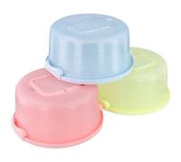 MUKLEI 3 PCS 26cm Round Cake Carrier with Handle, 10 Inch Pink/Green/Aqua Blue Portable Cake Carrier, Plastic Cake Carrier Box with lid, Large Cake Storage Container for Take-out