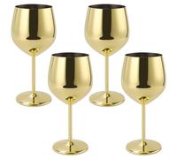 MUKLEI 4 PCS 500ml/18oz Gold Wine Glasses, Stainless Steel Shatterproof Wine Glasses, Metal Goblets Cups for Party, Wedding, Anniversary, Outdoor