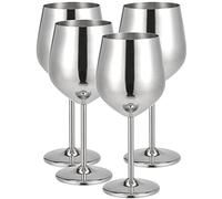MUKLEI 4 PCS 500ml/18oz Stainless Steel Wine Glasses, Shatterproof Silver Goblets, Metal Wine Glasses for Party, Wedding, Anniversary, Picnic, Dinner, Outdoor