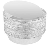 MUKLEI 40 Pack 9 Inch Round Aluminium Foil Trays, Food Containers with Paper Foil Lids, Disposable Takeaway Tin Foil Trays for Baking, Roasting, Meal Prep, BBQ, Party, Food Storage