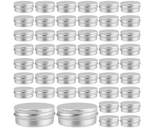 MUKLEI 48 PCS 15 ml Aluminium Tins with Lids, Round Metal Tin, Lip Balm Containers Aluminum Tin Jars for Lotion, Cream, Sample, Lip Balm