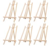 MUKLEI 6 Pack 40cm Wood Display Easels, Wooden Tabletop Easel, Mini Pine Wood Easel, Adjustable Easel Stand Tripods Foldable Painting Easel for Drawings, Craft Canvas, Photo Frame, Signs