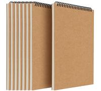 MUKLEI 8 Pack A4 Sketch Books, 160gsm Paper Spiral Bound Sketchbook, 30 Sheets/60 Pages Brown Kraft Cover Hardback Sketch Pad Blank Sketchbook for Sketching, Watercolour, Landscape Painting