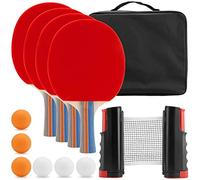 MUKLEI Table Tennis Set, Ping Pong Ball Set, 4 Bats and 6 Balls, Portable Ping Pong Paddle Sets with 175cm Extendable Net & Carrying Bag for Dining Table, Outdoor Game