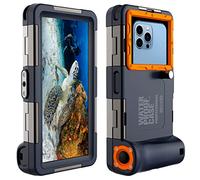 Mukoiber Latest Upgrade Universal Waterproof Phone Case for Snorkeling and Diving [50ft/15m] Underwater Phone Case for iPhone 15/14/13/12 Pro Max and Samsung Galaxy S23/S22/S21 Ultra Plus etc Orange