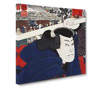 Mukojima Miyamoto Musashi by Utagawa Kuniyoshi Asian Japanese Canvas Wall Art Print Ready to Hang, Framed Picture for Living Room Bedroom Home Office Décor, 20x20 Inch (50x50 cm)