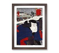 Mukojima Miyamoto Musashi By Utagawa Kuniyoshi Asian Japanese Framed Wall Art Print, Ready to Hang Picture for Living Room Bedroom Home Office Décor, Walnut A2 (64 x 46 cm)
