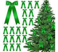 MUKOSEL12Pcs Dark Green Velvet Ribbon Bows Christmas Tree Decorations, Xmas Ornaments for Tree Home Party Front Door Wreath Holiday Decor
