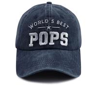 mukroiw Pops Gifts for Men, Funny Pop Pop Decor Baseball Cap, World's Best Pops Daddy Hat, Christmas Retired Fathers Day Birthday Gifts for Dad Papa Grandpa Navy