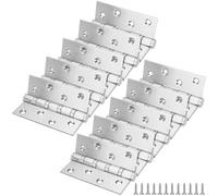 MUKSEUT 10 PCS 4 in (100mm) Stainless Steel Door Hinges, Polished Chrome Ball Bearing Hinges, Brushed Finish Heavy Duty Ball Bearing Door Hinge, Home Folding Butt Hinge for Room, Kitchen (5 Pairs)