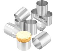 MUKSEUT 10 Pcs 5x5cm Round Cake Rings, 2 Inch Stainless Steel Mini Cheesecake Mould Rings, Cooking Rings for Baking Mousse Cake Dessert Cheesecake Crumpets