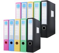 MUKSEUT 10 PCS A4 Office Box Files, Colourful File Folder Organizer Boxes, Document Storage Filing Box, Plastic Archives Cases with Lid for Office, Home, School, 31 x 23.6 x 5.5cm