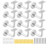 MUKSEUT 12 PCS Handrail Brackets for Stairs, Stainless Steel Banister Rail Bracket, 60 x 80mm Silver Handrail Brackets Suitable for Wood and Metal Stairs Rail