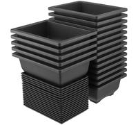 MUKSEUT 18 PCS 6.5 Inch Bonsai Pots, Rectangle Plant Pots with Drain Holes and Trays, Black Plastic Flower Pots for Living Room, Office, Yard, Garden, Balcony