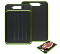 MUKSEUT 2 Pack 4 in 1 Defrosting Boards, Miracle Melt Defrosting Boards, Plastic Black Double Sided Defrosting Cutting Board with with Grater and Sharpener for Fast Thawing of Food, 31.1 x 21 x 1 cm