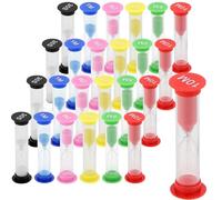 MUKSEUT 24 PCS Small Sand Timer, 6 Colors Hourglass Sandglass Sand Clock Timer 30sec/1min/ 2mins/3mins/ 5mins/10mins Mini Sand Clock Timers Kit for Home, Office, Exercising