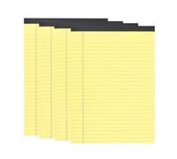 MUKSEUT 4 Pack A4 Yellow Legal Pads, College Ruled Paper, Double Side Printed Lined Paper Refill Pad, Narrow Ruled Lined Paper Pads for Home, Office, Work, Taking List