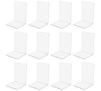 MUKSEUT 6 Pairs Clear Acrylic Bookends, Clear Book Stopper, Plastic Transparent Bookends For Shelves, Organizers Bookshelf for Office School Desktop Bedroom Library Books Decor, 12PCS