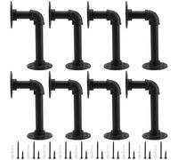 MUKSEUT 8 PCS 15cm Industrial Pipe Brackets, Wall Mounted Pipe Shelving Bracket with Screws Expansion Bolts, Pipe Brackets for Shelves for Shelves,Scaffold Board, Home Decoration