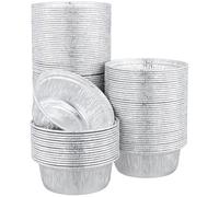 MUKSUET 125 Pack 12cm Aluminium Round Foil Dishes, Disposable Foil Pie Dishes, Small Pie Pans Dish for Pastries, Cake, Pot Pies, Pukka, Baking, Quiche