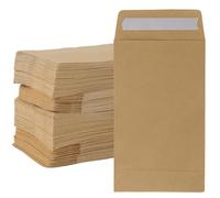 MUKSUET 200pcs Small Brown Envelopes, Self-Seal Kraft Paper Seed Envelopes Cash Envelope Packets for Seeds Coins Beads Small Items Storage (2.5x4.5 Inch)
