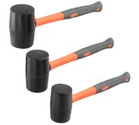 MUKSUET 3 Pcs Rubber Mallet Set (16oz, 24oz, 32oz) with Non-Slip TPR Handle, Solid Rubber Hammer for Woodworking, Flooring, Tile, DIY & Camping
