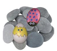 MUKSUET 30 PCS 8-10cm/3-4 Inch Grey Flat Painting Stone Pebbles, Natural Beach Pebbles, Stones for Arts Crafts Painting Garden Decorative
