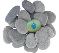 MUKSUET 40 PCS 7-10CM/3-4 Inch Grey Flat Painting Stone Pebbles, Natural Beach Pebbles, Stones for Painting Decorative
