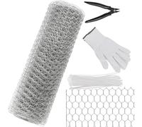 MUKSUET 40cmx10m Chicken Wire Mesh with Cutting Pliers,10M Galvanized | Galvanized Hexagonal Netting, Fencing for Garden, Plant Support, Poultry Run, Crafts, Ties, Gloves