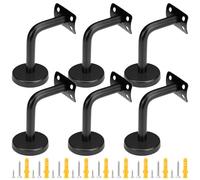 MUKSUET 6 PCS Handrail Brackets for Stairs, Heavy Duty Banister Rail Brackets, 60 x 80mm Stainless Steel Handrail Bracket for Wood, Metal, Stairs Banister Rails