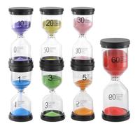 MUKSUET 7 PCS Multi-Color Sand Timers, 1min/3mins/5mins/10mins/20mins/30mins/60mins Rotating Hourglass Timer, Plastic Hourglass for Time Management Kitchen Office Decorations