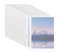 MUKSUET A4 Sheet Protectors White 200 Pack, 80 Micron Punched Pockets Top Opening, Clear Plastic Folders Wallets Sleeves for 3/4 Ring Binders, Clear Document Pockets for Hoem Office
