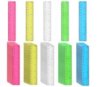 MUKSUET Pack of 100 Coloured Rulers 15 cm, Plastic Ruler Multipack Measuring Ruler with Centimetres and Inches, Straight Rulers Small for Students, Office, Home, Mathematics Lessons