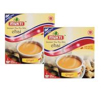 Mukti Instant Tea Pre-Mix Chai Ginger Unsweetened - 140g (Pack of 2 - 20 Sachets) | Authentic Indian Spiced Tea | No Sugar | Instant & Easy | Just Add Hot Water