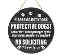 Muktoujaumai Do Not Ring Bell Sign, No Soliciting Round Hanging Sign Decor Dog Wall Decorations Wood Sign for Home, Yard, Front Door, Gift for Dog Lover Dog Mom Dad, Please Do Not Knock