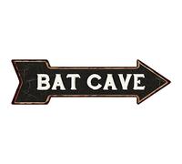 Mukuko Bat Cave Sign, Metal Right Arrow Street Wall Decor Retro Vintage Garage Home Tin Sign 6" x 18"