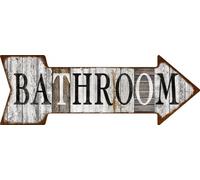 Mukuko Bathroom Arrow Tin Sign Vintage Looking Metal Signs 6" x 18"