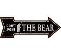 Mukuko Don't Poke The Bear Arrow Tin Metal Sign Wall Decor - Funny Sign for Cabin, Man Cave or Garage, 6" x 18"