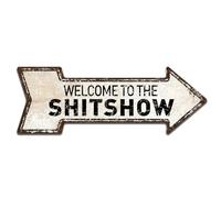 Mukuko Welcome to the Shitshow Sign, Alcohol Shitshow Rustic Wall Door Hanging Sign (6" x 18" Arrow Sign), Funny Welcome Wall Hanging Sign Plaque for Front Door Entryway Porch Bar Pub Farewell Party